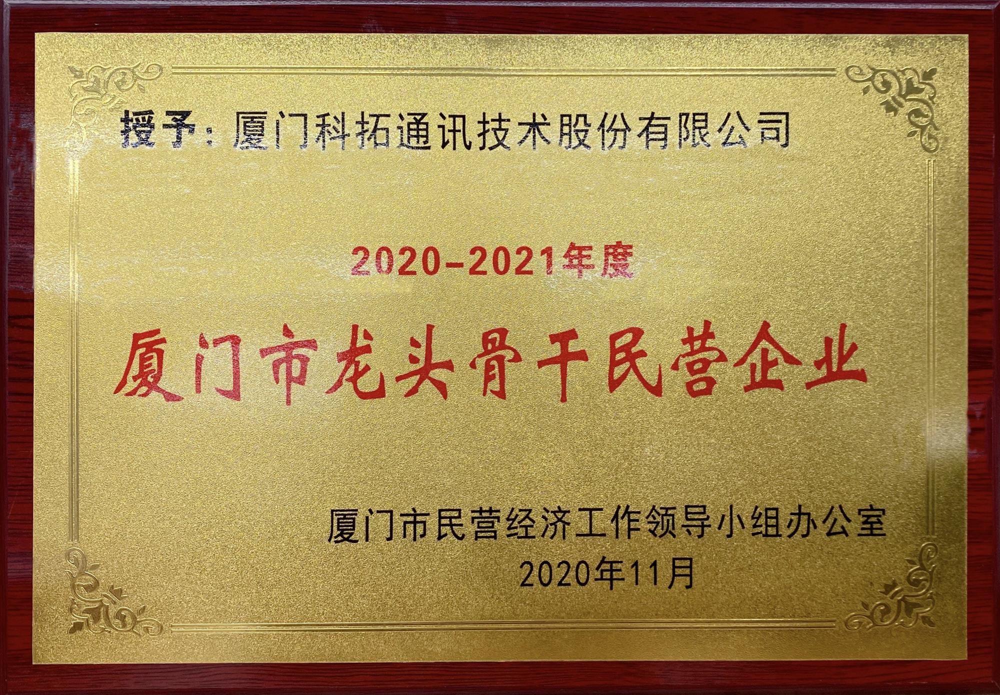 2020-2021年(nian)度廈們(men)市(shi)龍頭骨幹民(mín)營(ying)齊(qi)業